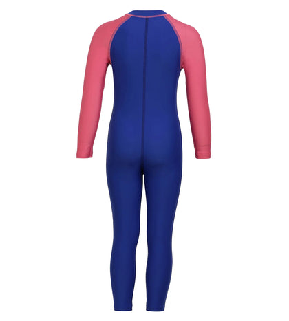 Girl's Endurance All In one Full Body Suit Swimwear - True Cobalt & Fandango Pink_4