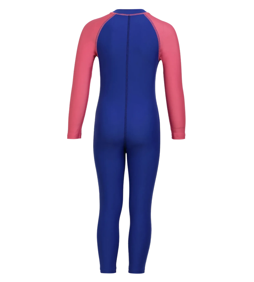 Girls Endurance 10 Essential All In One Suit For Tots (Age Range 2-8 Years) - True Cobalt & Fandango Pink