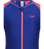 Girls Endurance 10 Essential All In One Suit For Tots (Age Range 2-8 Years) - True Cobalt & Fandango Pink