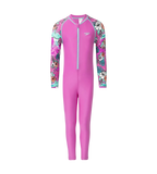 Tots Endura Brite Block Printed All In One Full Body Suit For Boys and Girls - Neon Violet, Diva & Arctic Glass