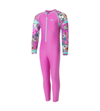 Tots Endura Brite Block Printed All In One Full Body Suit For Boys and Girls - Neon Violet, Diva & Arctic Glass