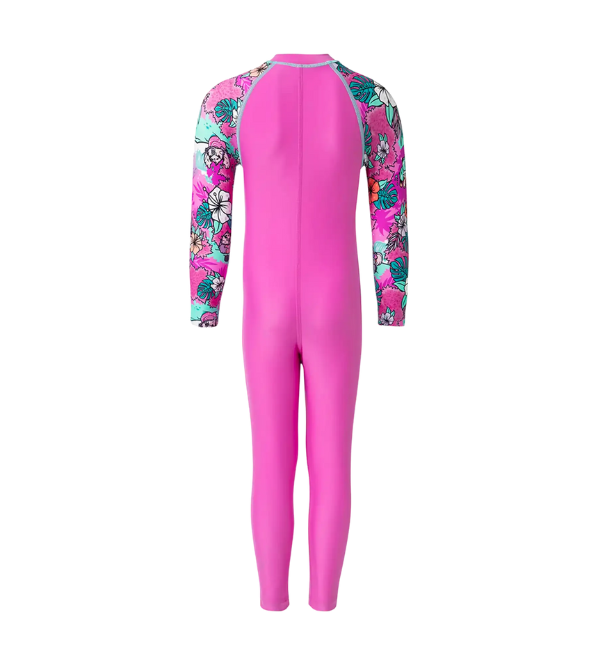 Tots Endura Brite Block Printed All In One Full Body Suit For Boys and Girls - Neon Violet, Diva & Arctic Glass