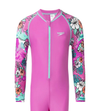 Tots Endura Brite Block Printed All In One Full Body Suit For Boys and Girls - Neon Violet, Diva & Arctic Glass
