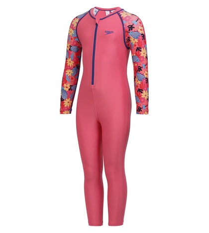 Girl's All In One Full Body Suit Swimwear Suit Swimwear - Fandango Pink & Bloominous