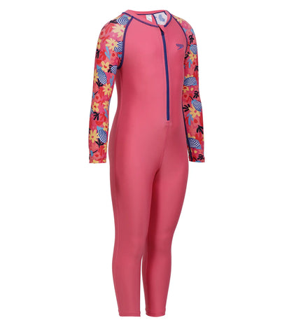 Girl's All In One Full Body Suit Swimwear Suit Swimwear - Fandango Pink & Bloominous_3