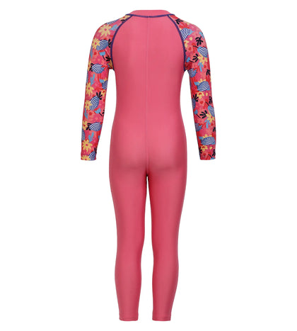 Girl's All In One Full Body Suit Swimwear Suit Swimwear - Fandango Pink & Bloominous