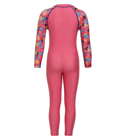 Girl's All In One Full Body Suit Swimwear Suit Swimwear - Fandango Pink & Bloominous_4