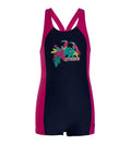 Girls Endurance 10 Cayla Legsuit Swimwear - Navy & Electric Pink