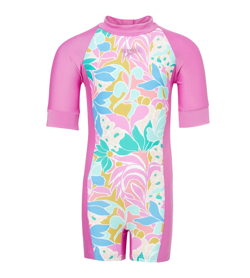 Tots Unisex Endurabrite Printed Essential Legsuit For Boys and Girls - Neon Violet & Marine Teal