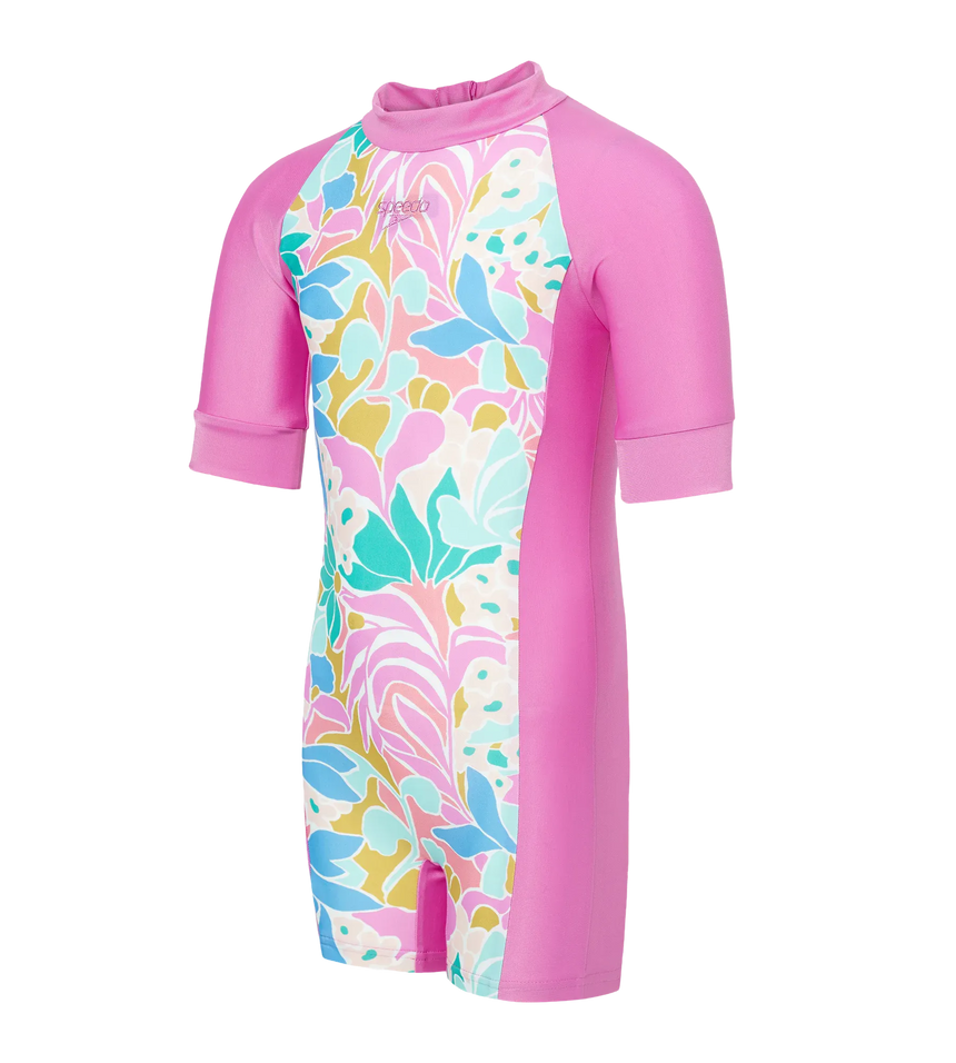 Tots Unisex Endurabrite Printed Essential Legsuit For Boys and Girls - Neon Violet & Marine Teal