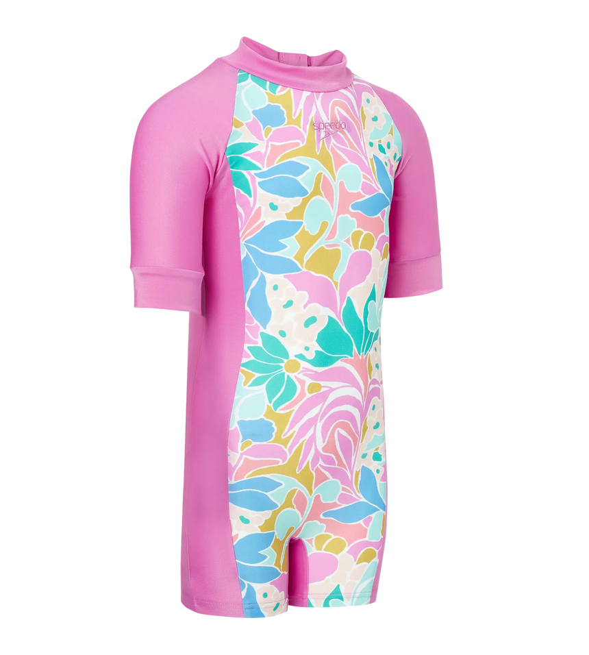 Tots Unisex Endurabrite Printed Essential Legsuit For Boys and Girls - Neon Violet & Marine Teal