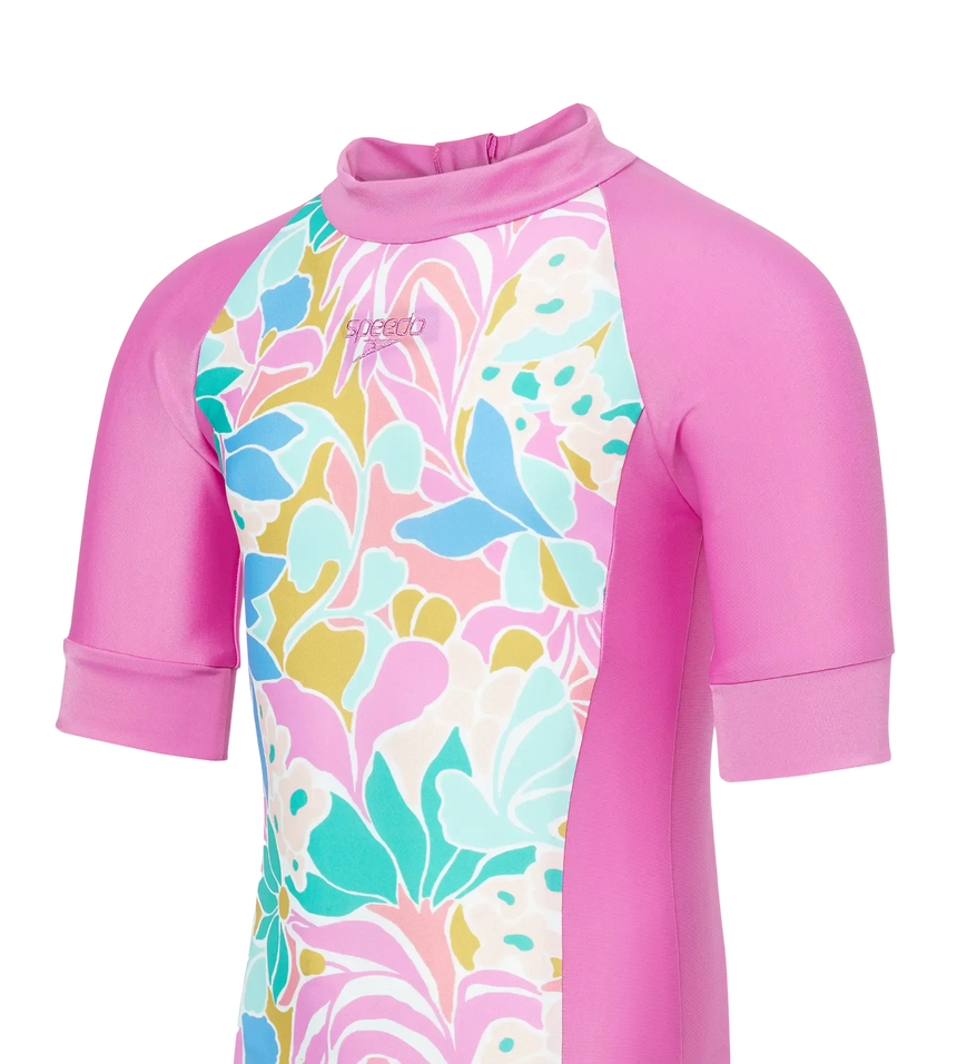Tots Unisex Endurabrite Printed Essential Legsuit For Boys and Girls - Neon Violet & Marine Teal