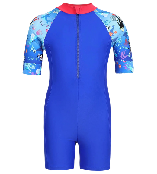 Girls Endurance 10 Essential All In One Suit - Raspberry Fill & Cobalt