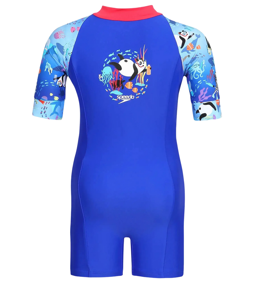 Girls Endurance 10 Essential All In One Suit - Raspberry Fill & Cobalt