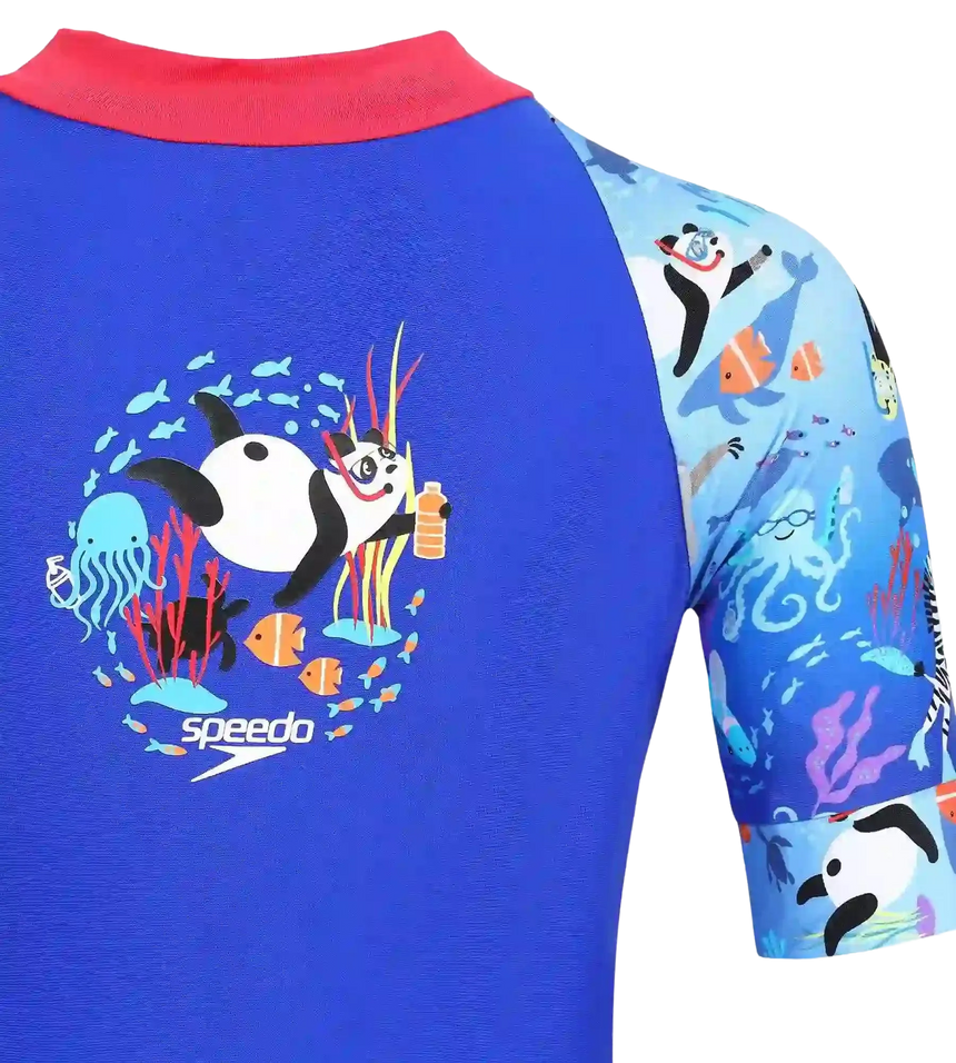 Girls Endurance 10 Essential All In One Suit - Raspberry Fill & Cobalt