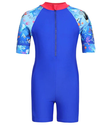Girl's Endurance Essential All In One Suit  - Rasberry Fill & Cobalt_4