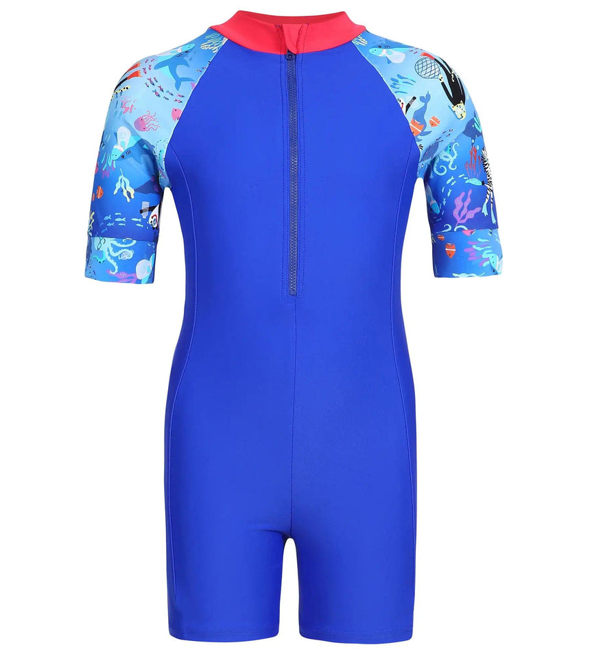 Girl's Endurance Essential All In One Suit  - Rasberry Fill & Cobalt_4