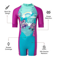 Girl's Endurance10 Essential All In One Legsuit - Diva, Neon Violet & Arctic Glass