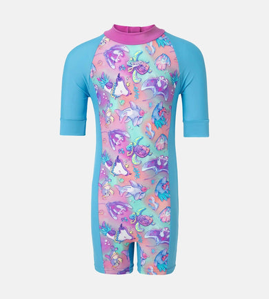 Girl's Endura Brite Essential All In One Legsuit - Picton Blue, Arctic Glass & Diva