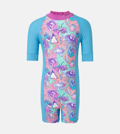 Girl's Endura Brite Essential All In One Legsuit - Picton Blue, Arctic Glass & Diva