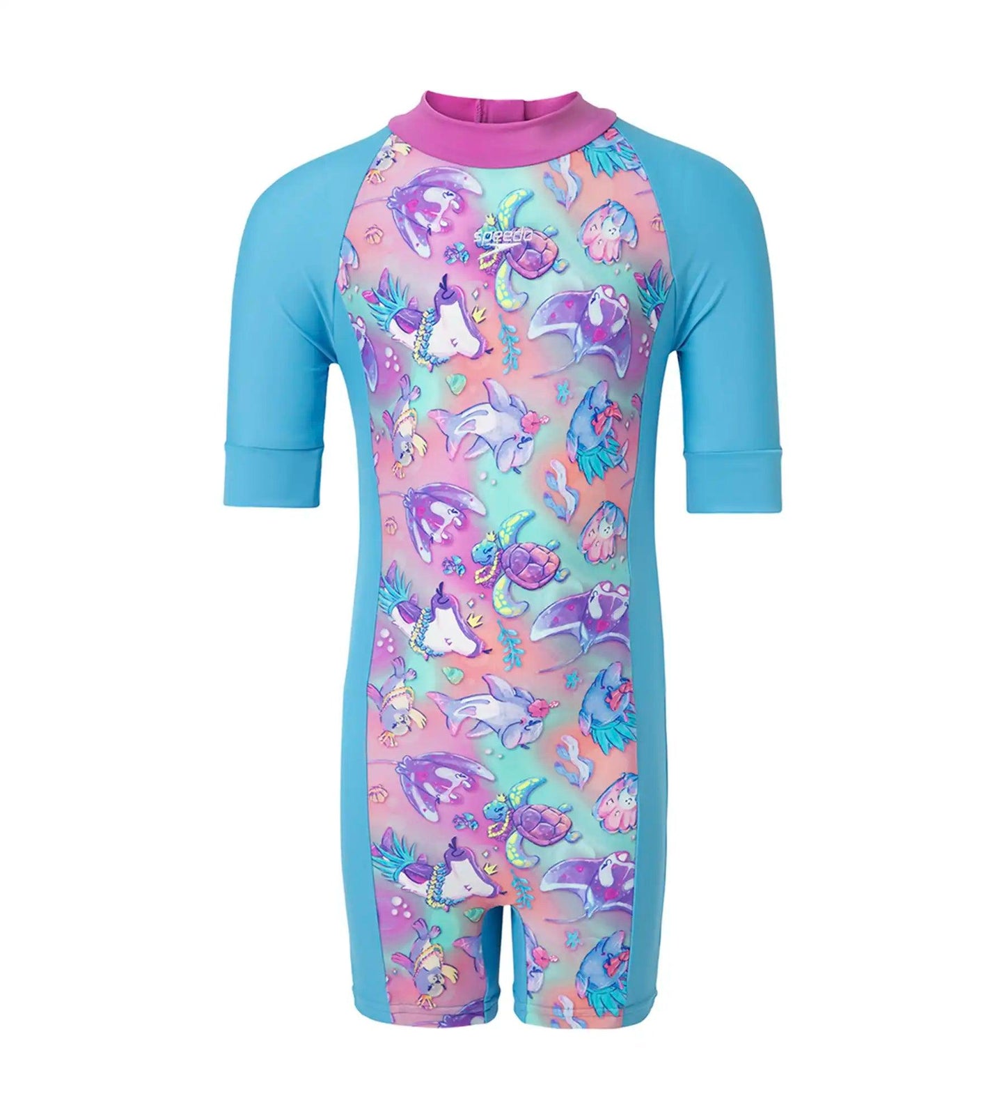Girl's Endura Brite Essential All In One Legsuit - Picton Blue, Arctic Glass & Diva