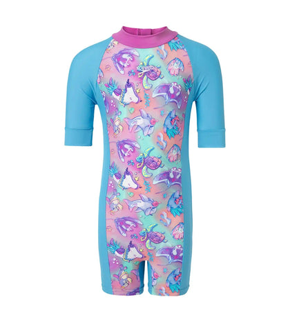 Girl's Endura Brite Essential All In One Legsuit - Picton Blue, Arctic Glass & Diva