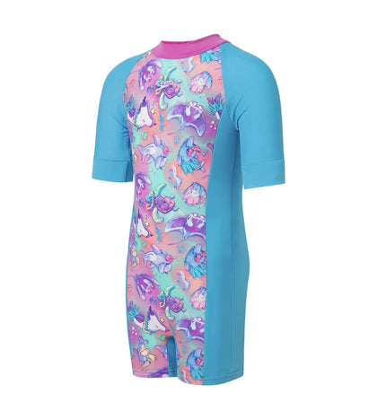 Girl's Endura Brite Essential All In One Legsuit - Picton Blue, Arctic Glass & Diva
