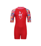 Girls Endurance 10 Essential All In One Suit For Tots (Age Range 2-8 Years) - Risk Red & Summer Yellow
