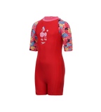 Girls Endurance 10 Essential All In One Suit For Tots (Age Range 2-8 Years) - Risk Red & Summer Yellow