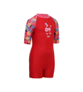 Girls Endurance 10 Essential All In One Suit For Tots (Age Range 2-8 Years) - Risk Red & Summer Yellow