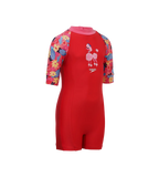 Girls Endurance 10 Essential All In One Suit For Tots (Age Range 2-8 Years) - Risk Red & Summer Yellow