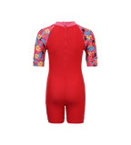 Girls Endurance 10 Essential All In One Suit For Tots (Age Range 2-8 Years) - Risk Red & Summer Yellow