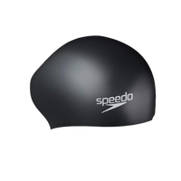 Women's Long Hair Silicone Swim Caps -Black