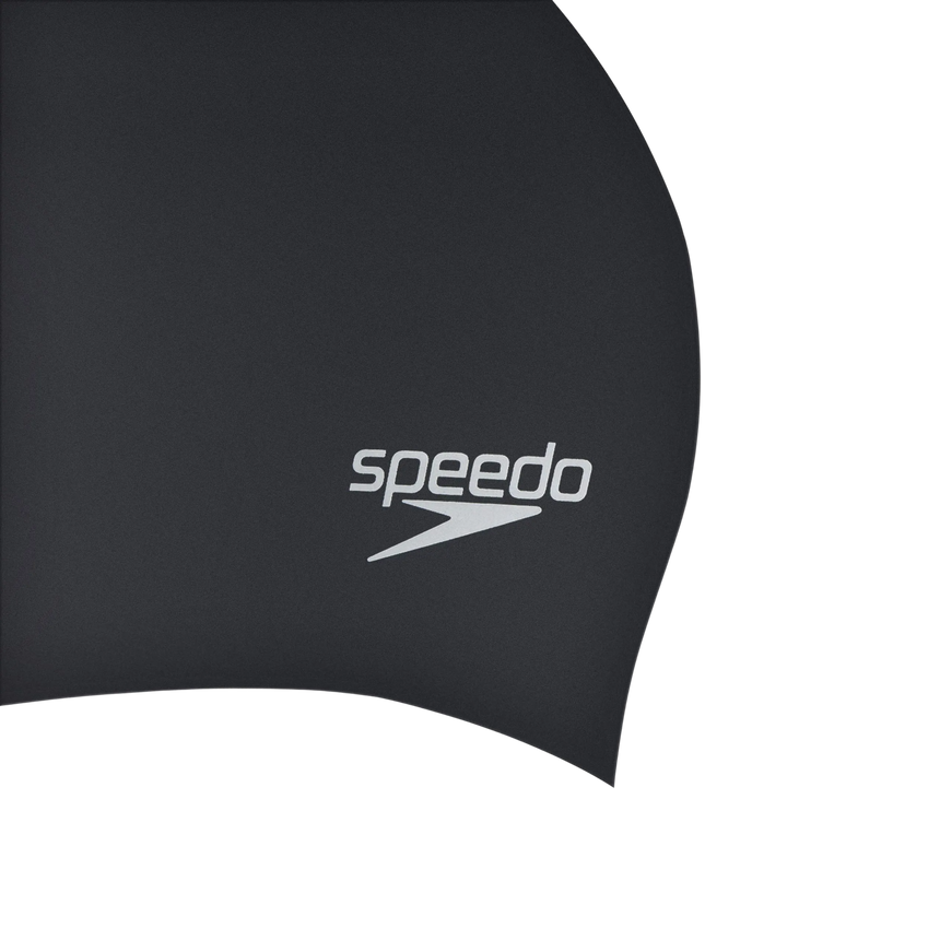 Women's Long Hair Silicone Swim Caps -Black