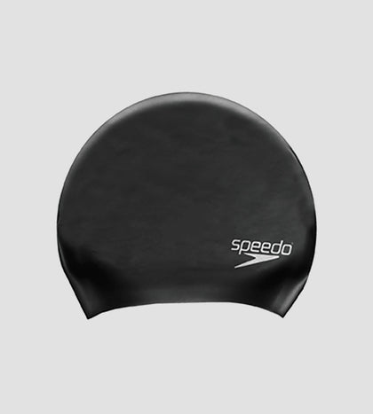 Women's Long Hair Silicone Swim Caps -Black