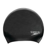 Women's Long Hair Silicone Swim Caps -Black