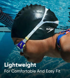 Women's Long Hair Silicone Swim Caps - Blue