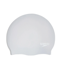 Women's Long Hair Silicone Swim Caps - Silver & White