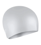 Women's Long Hair Silicone Swim Caps - Silver & White