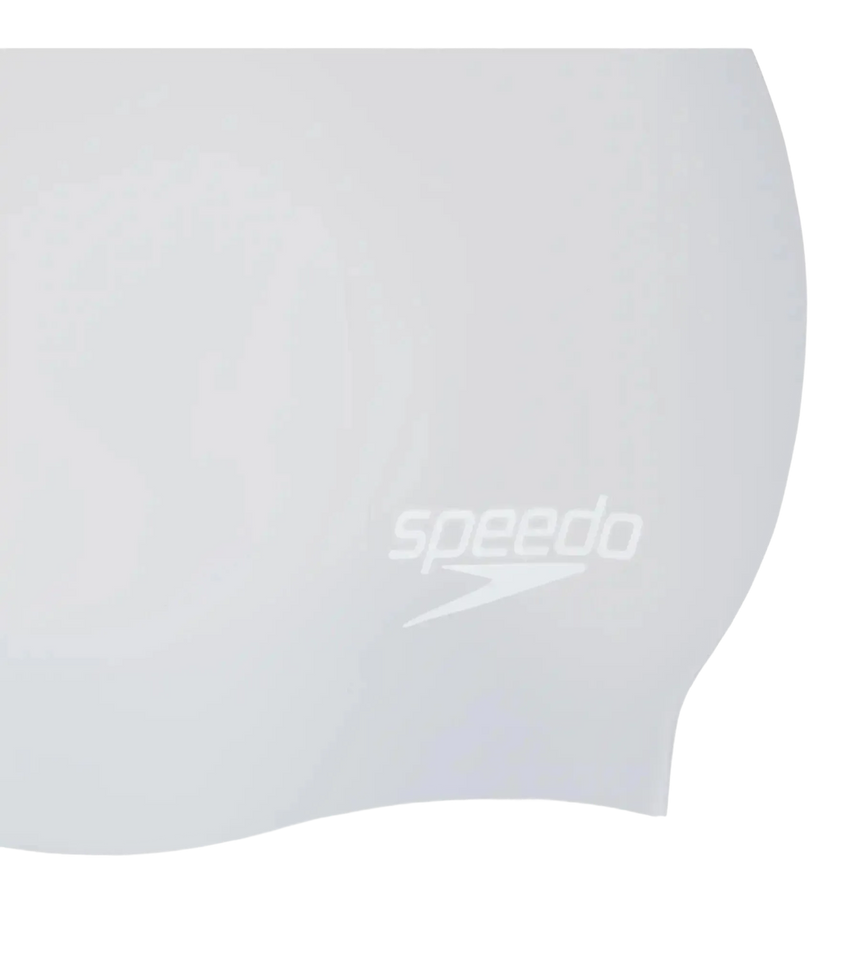 Women's Long Hair Silicone Swim Caps - Silver & White