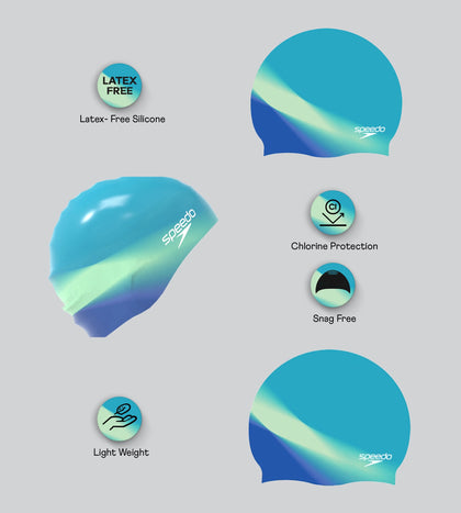 Unisex Adult Multicolor Silicone Swim Cap For Men and Women - Sna Anthracite