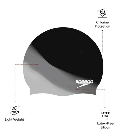 Unisex Adult Chlorine Resistant Silicon Swim Cap For Men and Women - Black
