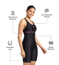Women's Endurance 10 Classic Racerback Legsuit Swimwear - Black & Fandango Pink