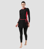 Women's Endurance 10 Two Piece Full Body Suit Swimwear - Black & Raspberry Fill