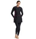 Women's Endurance 10 Printed Two Piece Full Bodysuit Swimwear - Black & Boom Splice