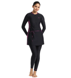 Women's Endurance 10 Printed Two Piece Full Bodysuit Swimwear - Black & Boom Splice