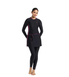Women's Endurance 10 Printed Two Piece Full Bodysuit Swimwear - Black & Boom Splice