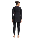 Women's Endurance 10 Printed Two Piece Full Bodysuit Swimwear - Black & Boom Splice