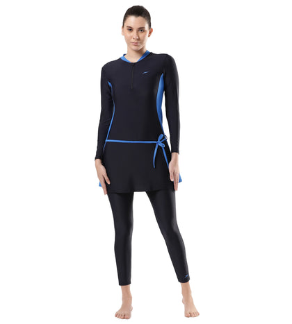 Women's Endurance Two Piece Full Body Suit Swimwear  - True Navy  &  Bondi Blue_1