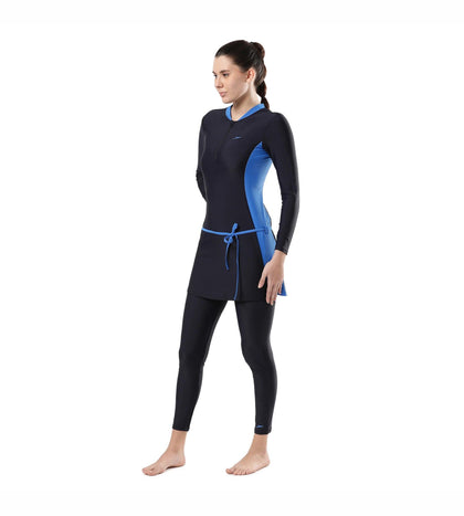 Women's Endurance Two Piece Full Body Suit Swimwear  - True Navy  &  Bondi Blue_2